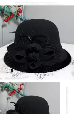 Imagem do Chapéu Fedora com fita bowknot para mulheres, chapéus de feltro de lã jazz para senhoras, elegante vestido capela, boliche francês banquete, inverno e outono