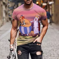 T-shirt Anime 3D Asterix e Obelix para homens e mulheres, Tops de manga curta, T-shirt, Cartoon Streetwear, Roupa infantil, moda