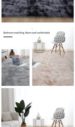 Tapete De Lã De Seda Tie-Dye Tapete De Quarto Espessado Cabelo Comprido Cobertor De Cama De Janela, Simples Ins Vento, Cor sólida, Sala De Estar, Atacado - comprar online