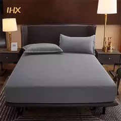 100% algodão cabido folha de cama com faixa elástica cor sólida anti-deslizamento ajustável colchão capa para cama única dupla rei rainha