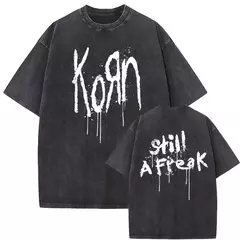Camisetas com estampa de esqueleto masculinas, banda de rock vintage lavada, Korn caindo longe de mim, camiseta gótica, camiseta masculina extragrande, moda - comprar online