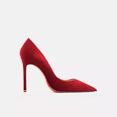 2022 outono nova mulher sapatos de salto alto sexy apontou camurça vermelho brilhante fundo bombas moda temperamento rasa sapatos de casamento na internet
