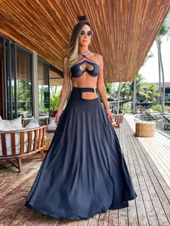 Conjunto de biquíni de três peças, sutiã acolchoado, borla, saia de praia de cintura alta, maiô de verão, moda sexy, monocromático - Wolf Magazine