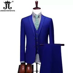 Monocromático Terno de escritório formal, vestido de casamento do noivo, blazer de marca high-end, calças colete, S-6XL, conjunto de 3 peças, vestido de festa na internet