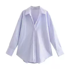 TRAF-Camisa multicolor de botões para mulheres, blusa de manga comprida, blusas extragrandes, streetwear feminino, verão na internet