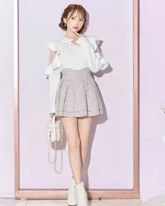 Saias Plissadas Japonesas Lolita Plissadas para Mulheres, Saia Xadrez, Cintura Alta Elástica, Mini Culottes Emagrecedores, Novo, Primavera, 2022