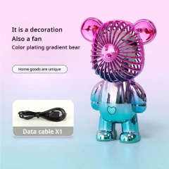 2024 galvanoplastia mudança gradual urso ventilador mini cor graffiti ventilador portátil de carregamento usb pequeno ventilador refrigeração ventiladores elétricos