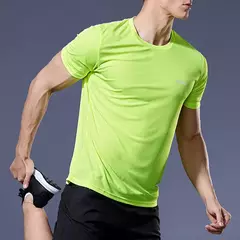 Imagem do Manga Curta Masculina Esporte T-Shirt, Camiseta de Corrida Rápida, Camisa de Fitness Respirável, Top De Seda De Gelo, Camisas De Futebol De Ginásio, Roupas Masculinas