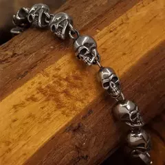 Pulseira gótica vintage de caveira completa, masculina, motocicleta, rock bike, hip hop, punk, joias, presente de halloween na internet