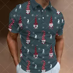 3D Natal Imprimir Polo T-shirts para homens, camisas soltas de grandes dimensões, Street Designer, mangas curtas, roupas simples, alta qualidade - comprar online