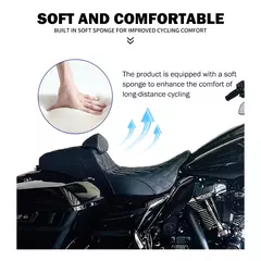 Assento duplo para motocicleta com almofadas para encosto de motorista, assento dianteiro e traseiro para passageiro, para harley touring street glide cvo 09-23 - loja online