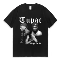 T-shirt extragrande para homens e mulheres, rapper Tupac, tops 2pac, streetwear hip-hop, mangas curtas, t-shirt de algodão, moda verão, 2022