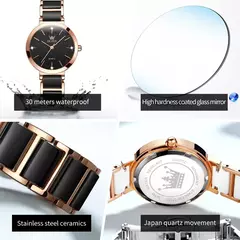 OLEVS-Moda Feminina Relógio Elegante, Movimento Japonês, Pulseira Cerâmica, Pulseira Feminina de Luxo, Relógios Quartzo, Presentes na internet
