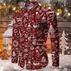 Imagem do Camisa Masculina Manga Longa de Natal, Estampada em 3D, Papai Noel, Festival, Festa, Roupa Casual, Venda Quente