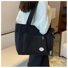 Imagem do Bolsa de ombro de grande capacidade feminina, sacola de estudante, bolsa de classe, lona, nova moda, 2023
