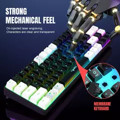 Teclado para jogos com fio USB, 68 teclas, 20 RGB Backlight, Keycaps preto e branco, Windows Laptops, Computador - comprar online