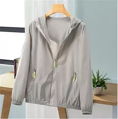Casaco protetor solar com capuz feminino, roupa com protetor solar ao ar livre, à prova de ultravioleta, casaco fino respirável, curto corta-vento feminino, verão, novo, 2022