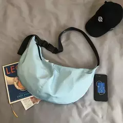 Sacos crossbody masculino cor sólida grande capacidade hobos unisex harajuku estilo japonês náilon impermeável viagem bolsa de ombro com zíper - comprar online