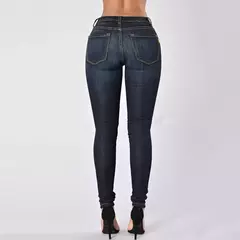 Jeans jeans de algodão preto elegante, calça slouchy, cintura alta, elasticidade, estilo europeu e americano - comprar online