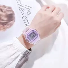 Relógios eletrônicos para mulheres e homens, ouro rosa, pulseira de silicone, vestido transparente, relógio digital LED, relógio esportivo - loja online