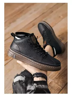 Bota masculina de trabalho com sola macia, bota de couro versátil, sapato antiderrapante, casual e moderno, ao ar livre, quatro temporadas, novo, moda - Wolf Magazine