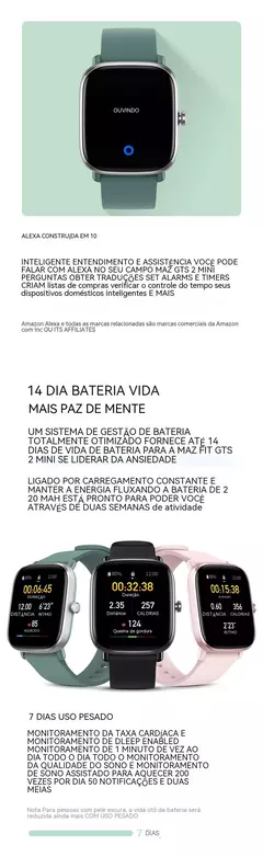 Imagem do Amazfit-GTS 2 Mini Smartwatch para homens e mulheres, relógio esportivo à prova d'água, monitor de sono, display 68 + modos esportivos, presente