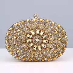 Imagem do Sacos De Noite De Strass Flor, Embreagem De Baile De Metal, Embreagem De Diamantes Com Corrente, Bolsas De Ombro Para Casamento, Bolsa Feminina