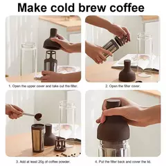 Imagem do Pote manual de vidro para fermentação fria, portátil, café, chá, fermentação fria, filtro de malha removível, chaleira de café doméstica, uso de acampamento, 1 peça