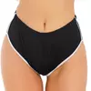Calções de Yoga Mid-Rise Dolphin para mulheres, borda branca, saque, esportes, academia, treino, corrida, emagrecimento, esportes fitness, verão