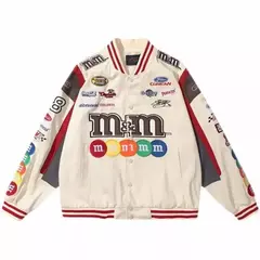Jaqueta de beisebol M Letter bordada para homens e mulheres, casacos Harajuku, hip-hop, casais estampados, remendo do colégio, jaquetas bomber Y2K na internet