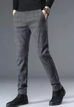 Calça reta justa justa xadrez masculina, terno de negócio masculino, calça de alfaiataria social, xadrez chinês masculino, 2022, até bem na internet