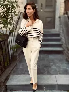 TRAF-Calças de escritório femininas de cintura alta, calças cortadas, roupa formal, roupas profissionais, outono - loja online