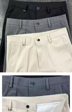 Homens terno calças calças formais pantalone hombre estiramento fino cor sólida vestido casual calças de comprimento total moda novas roupas masculinas - Wolf Magazine