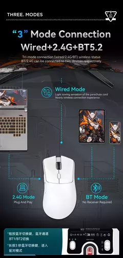 Mouse sem fio Bluetooth Gaming, Pixel Art, R1 Superlight, 2.4G, Sensor ajustável, 6 DPI ajustável para Office Game - Wolf Magazine