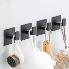 Gancho de parede adesiva forte para cozinha e banheiro, adesivo preto, cabide, cabide, roupeiro, 3m, 1-4pcs - Wolf Magazine