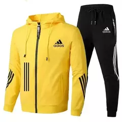 Fato de corrida masculino com capuz e calças de zíper, roupa de lazer e fitness, respirável e elegante, alta qualidade, primavera e outono, 2024 - comprar online
