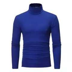 Gola alta masculina malha suéteres de algodão, pulôveres finos, roupas de escritório, tops masculinos, monocromáticos, vinho tinto - Wolf Magazine