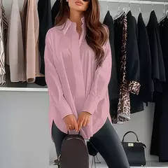 Camisa branca mulher moda turn down collar blusas para mulheres moda 2024 senhoras camisa de manga longa camisa de grandes dimensões