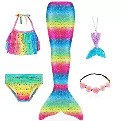 Novas crianças a pequena sereia caudas crianças memaid maiô biquíni traje de halloween feminino pode adicionar monofin para piscina - loja online
