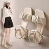 Sandálias de salto alto com saia feminina, com linha, sapatos glamorosos, estilo fada, casual, novo, verão, 2022, solteiro