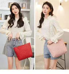 Bolsa de ombro de corrente bordada casual para mulheres, padrão V, lingge, bolsa de compras portátil, nova moda