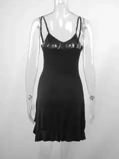 Mini vestido sem encosto sem mangas preto feminino, Dobras sem encosto, Sexy Bodycon, Split Dress, Streetwear, Festa elegante, A-LINE, Verão, Novo - loja online