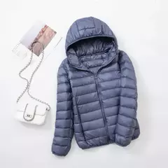 Casaco fino leve com capuz de pato para mulheres, casaco curto fino, streetwear quente, branco, plus size, casacos, outono, inverno, 2023 - loja online