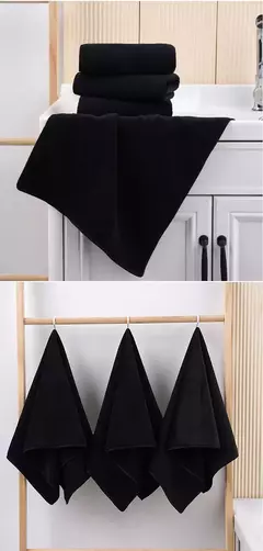 Conjunto de toalhas pretas ultra macias, água altamente absorvente, lenços quadrados pequenos não desbotados, toalha de barbeiro, suprimentos diários, prêmio