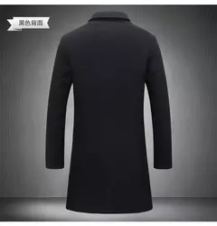 Casaco longo de algodão masculino, à prova de vento, Monocromático, Lã, Blended, Casual, Moda empresarial, Tamanho 5XL, Novo, Outono, Inverno, 2022