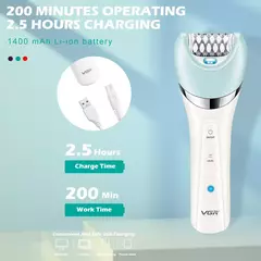 VGR Depiladora Elétrica para Mulheres, Barbeador Feminino, Removedor de Pêlos Corporais e Pernas, Lady Bikini Trimmer, Massagem de Limpeza Facial, V-703, 5 em 1