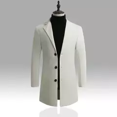 Casaco longo de algodão masculino, à prova de vento, Monocromático, Lã, Blended, Casual, Moda empresarial, Tamanho 5XL, Novo, Outono, Inverno, 2022 na internet