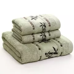 Conjunto de toalha de praia de banho verde bambu para adultos, rosto, mão, esporte, banheiro, 35cm x 75cm x 2pcs, 70cm x 140cm, 1 conjunto, conjunto de 3 na internet