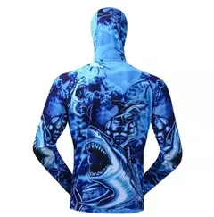 Camisa de pesca com capuz manga longa masculina, proteção UV, secagem rápida, impressão digital, impermeável, personalizada, por atacado