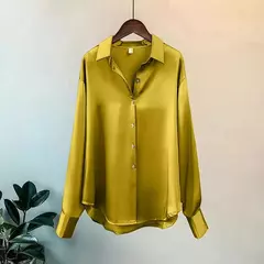 Camisa de botão manga longa feminina, blusa de senhora do escritório, blusa casual doce, estilo coreano, moda verão, outono, inverno - comprar online